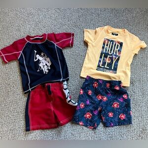 Hurley + US polo association boys bundle lot of 2 swim bathing suits outfits 3T